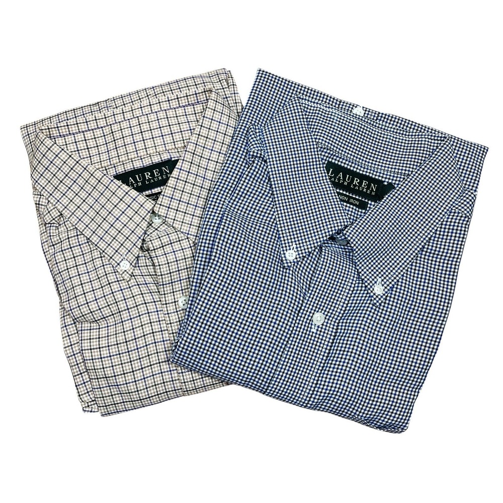 Lot of 2 Ralph Lauren Shirts Mens XL 100% Cotton Long Sleeve Button Downs